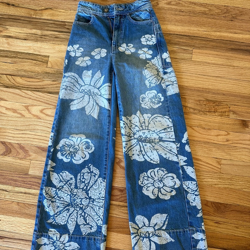 Free People printed boho flare jeans